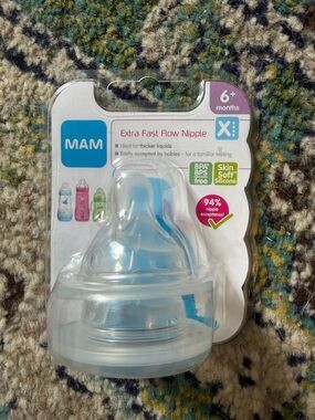 MAM Extra Fast Flow Nipple – Clear with Light Blue Accents